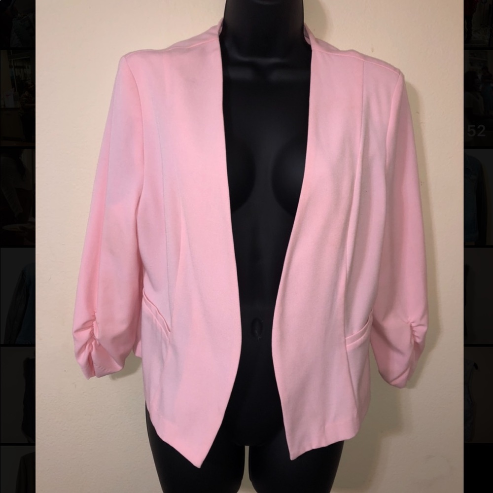 Pink high low blazer